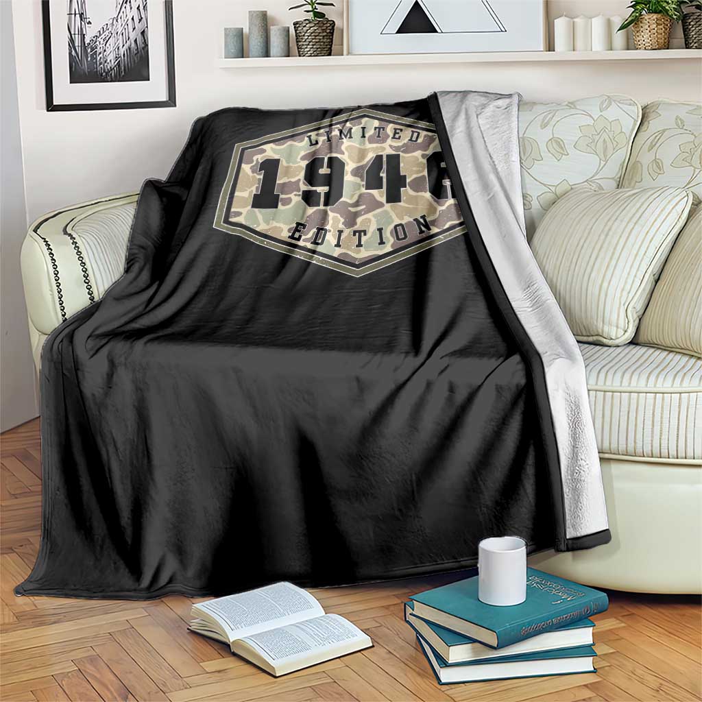 80th Birthday Hunting Throw Blanket 1946 Limited Edition Vintage Camouflage Gifts For Turning 80