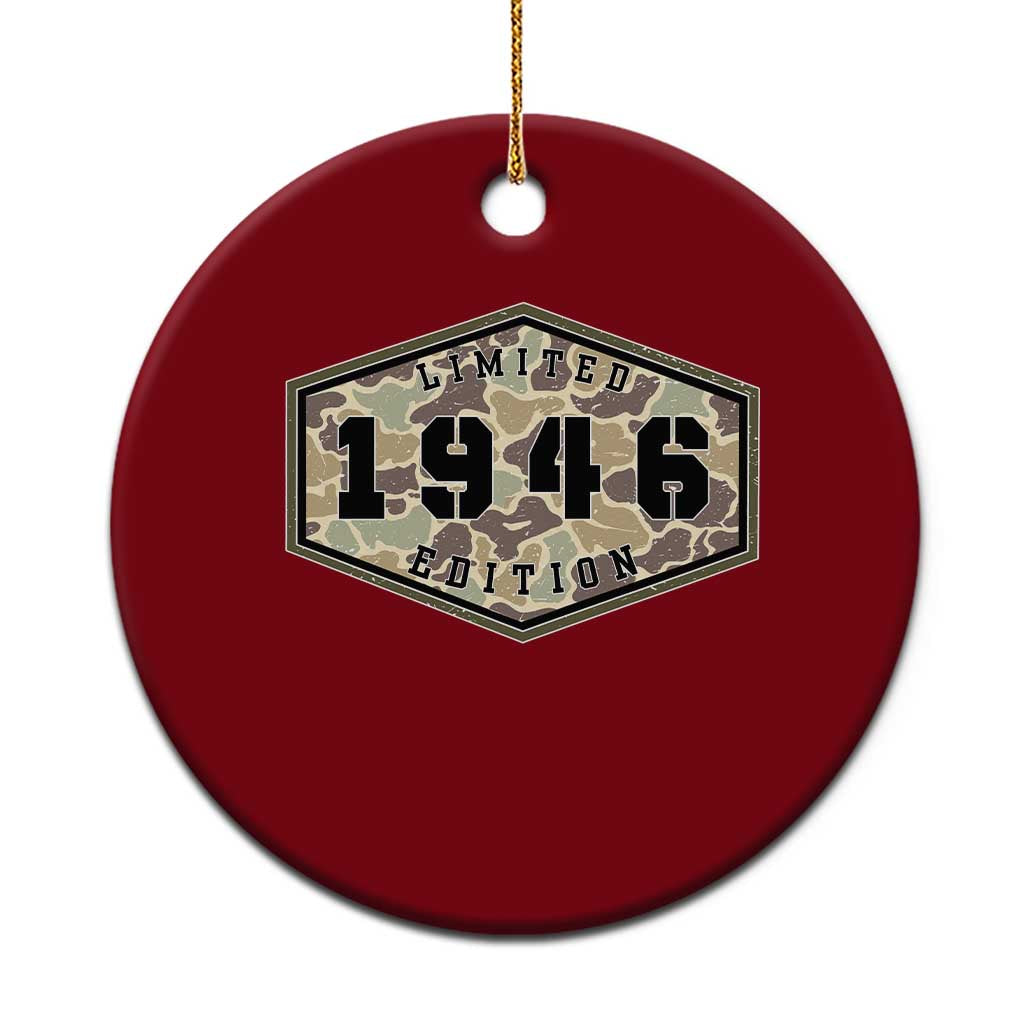 80th Birthday Hunting Ceramic Ornament 1946 Limited Edition Vintage Camouflage Gifts For Turning 80