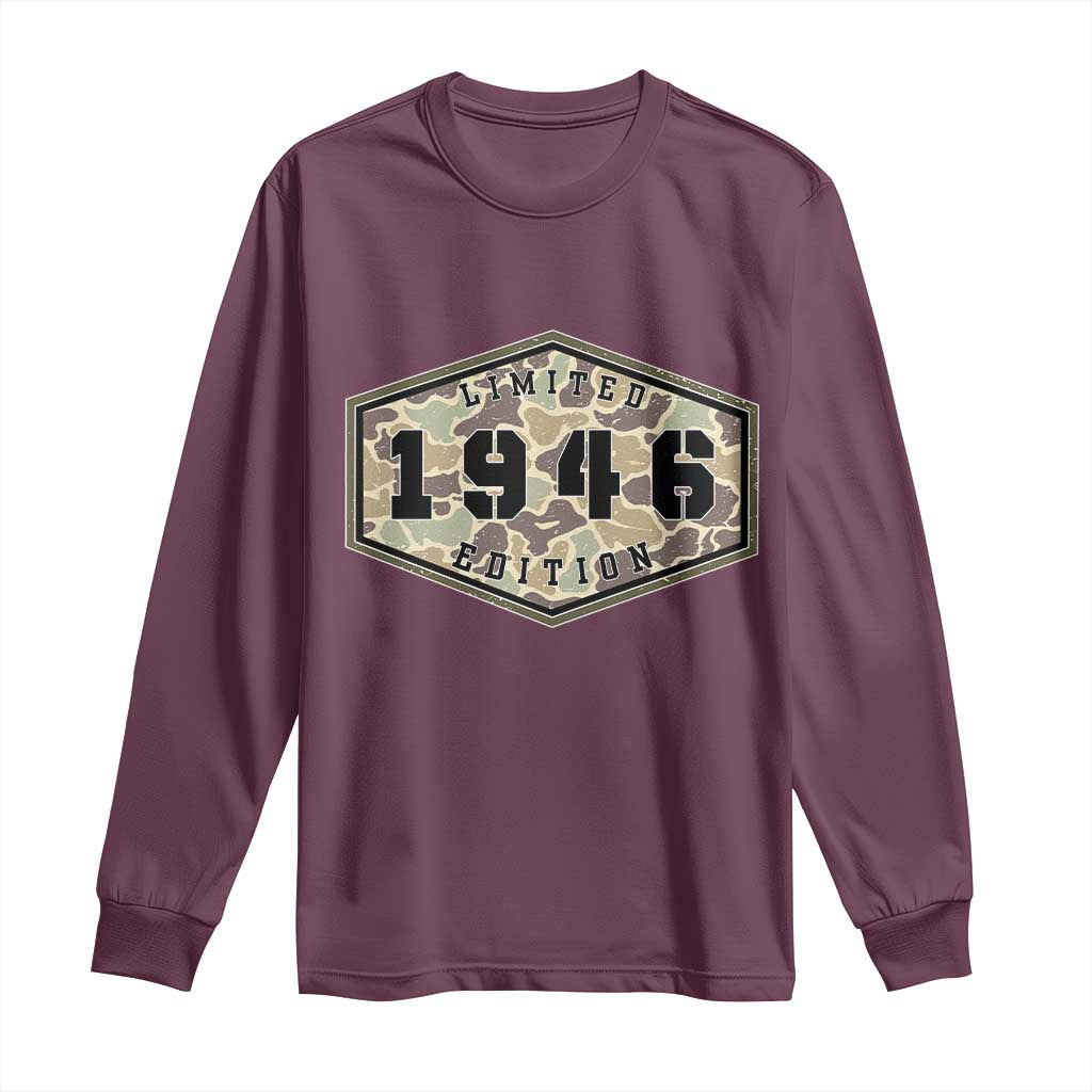 80th Birthday Hunting Long Sleeve Shirt 1946 Limited Edition Vintage Camouflage Gifts For Turning 80