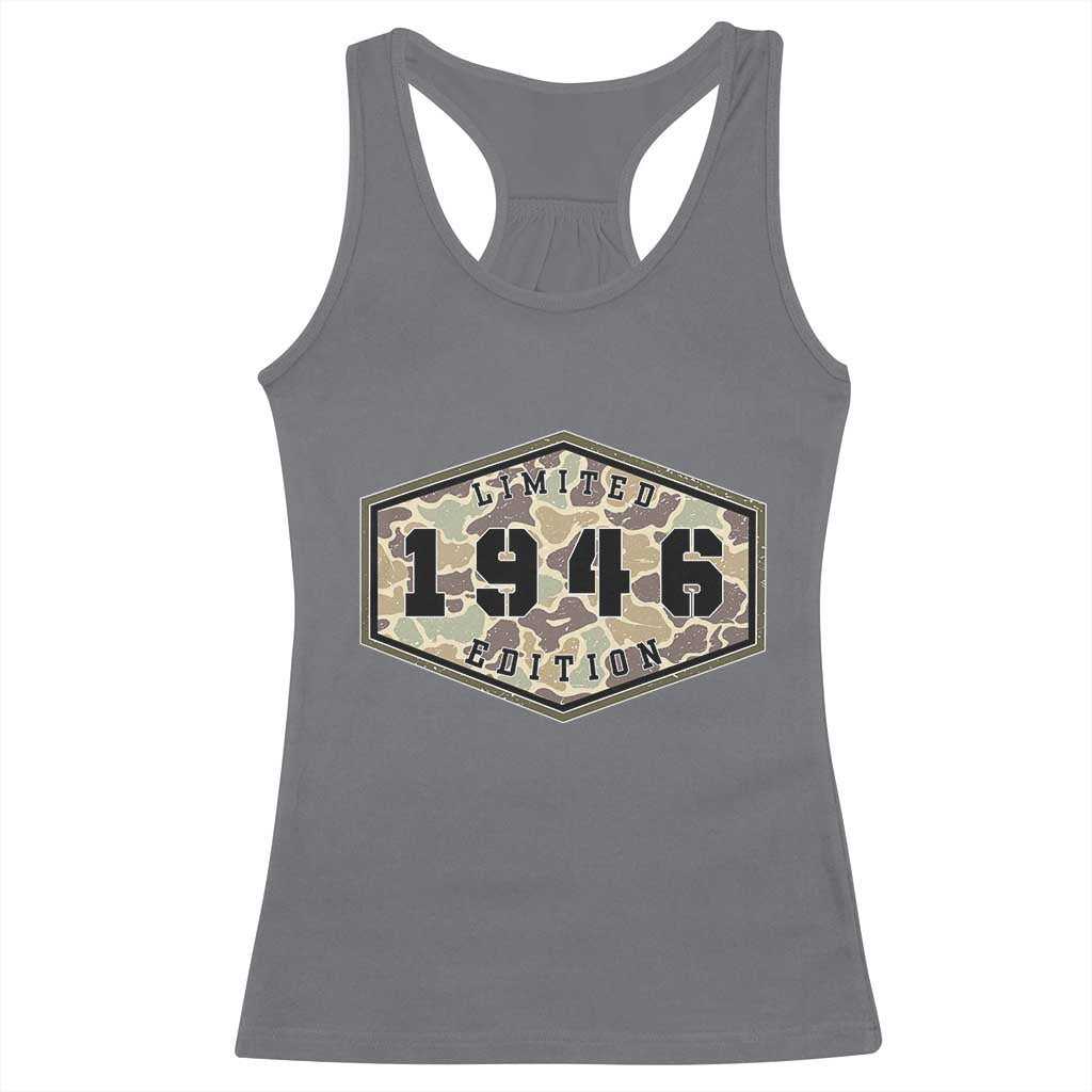 80th Birthday Hunting Racerback Tank Top 1946 Limited Edition Vintage Camouflage Gifts For Turning 80