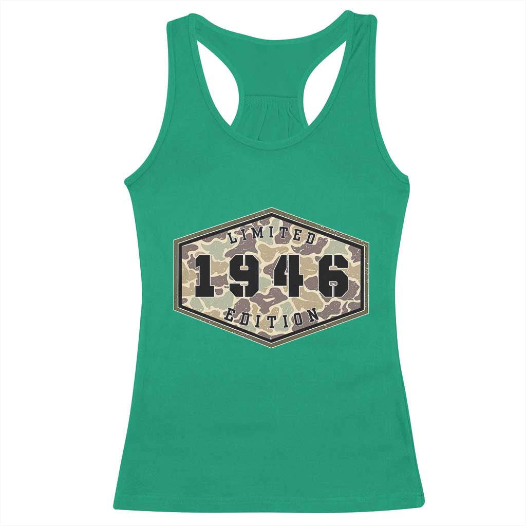 80th Birthday Hunting Racerback Tank Top 1946 Limited Edition Vintage Camouflage Gifts For Turning 80