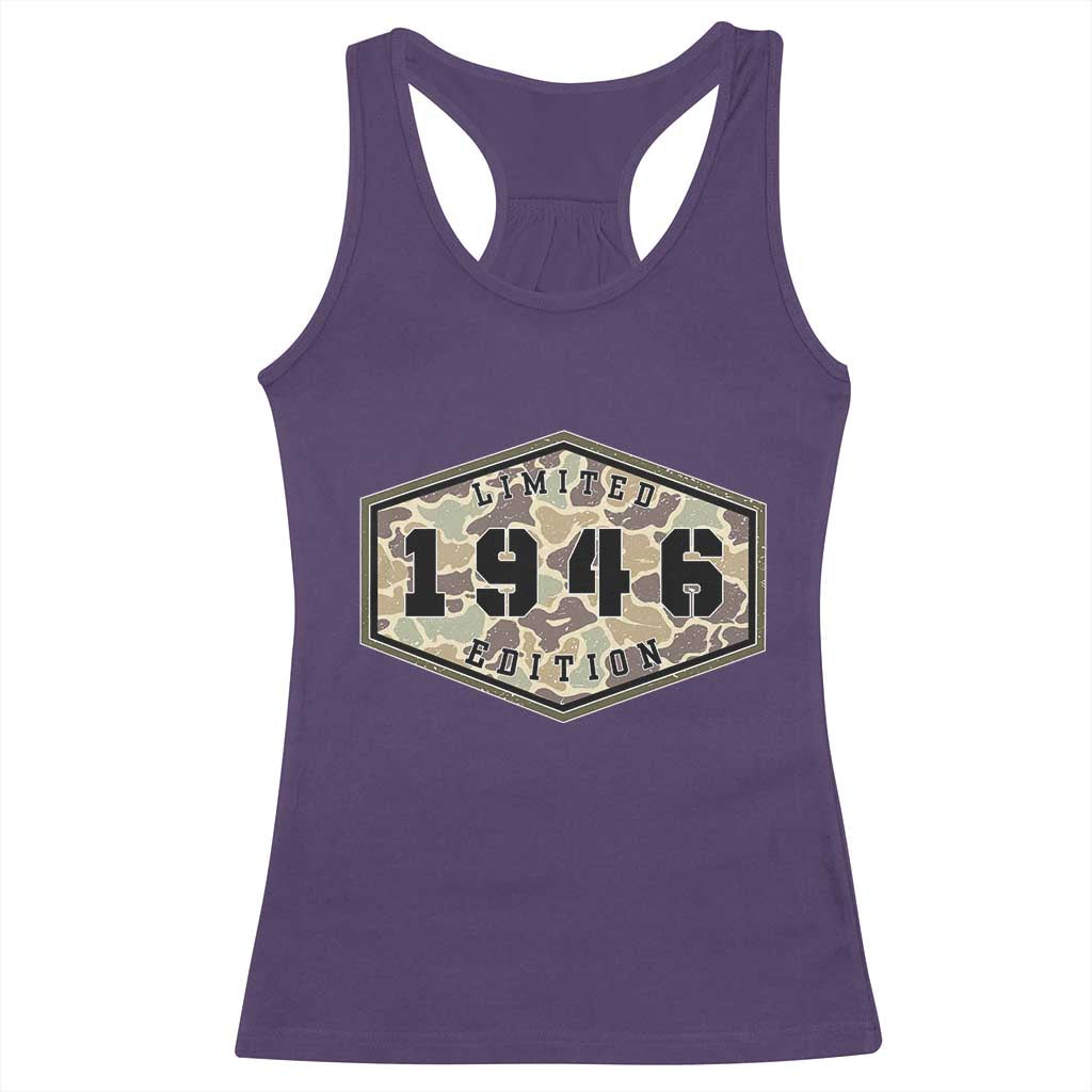 80th Birthday Hunting Racerback Tank Top 1946 Limited Edition Vintage Camouflage Gifts For Turning 80
