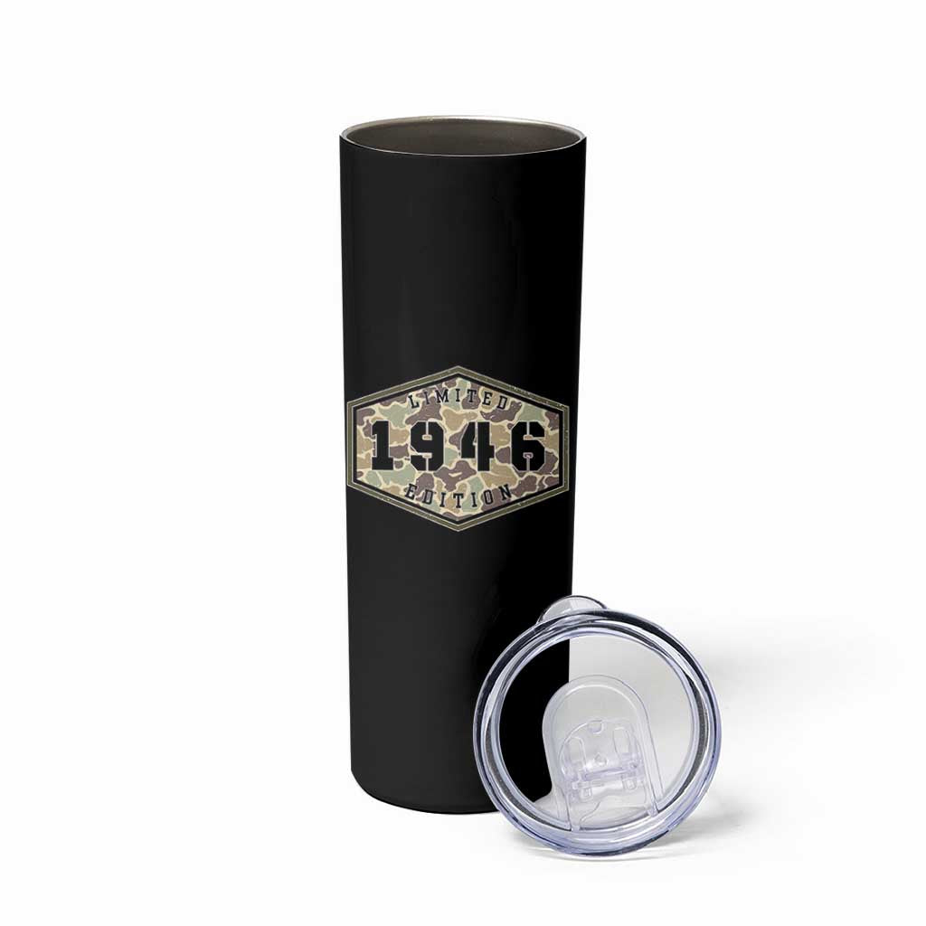 80th Birthday Hunting Skinny Tumbler 1946 Limited Edition Vintage Camouflage Gifts For Turning 80
