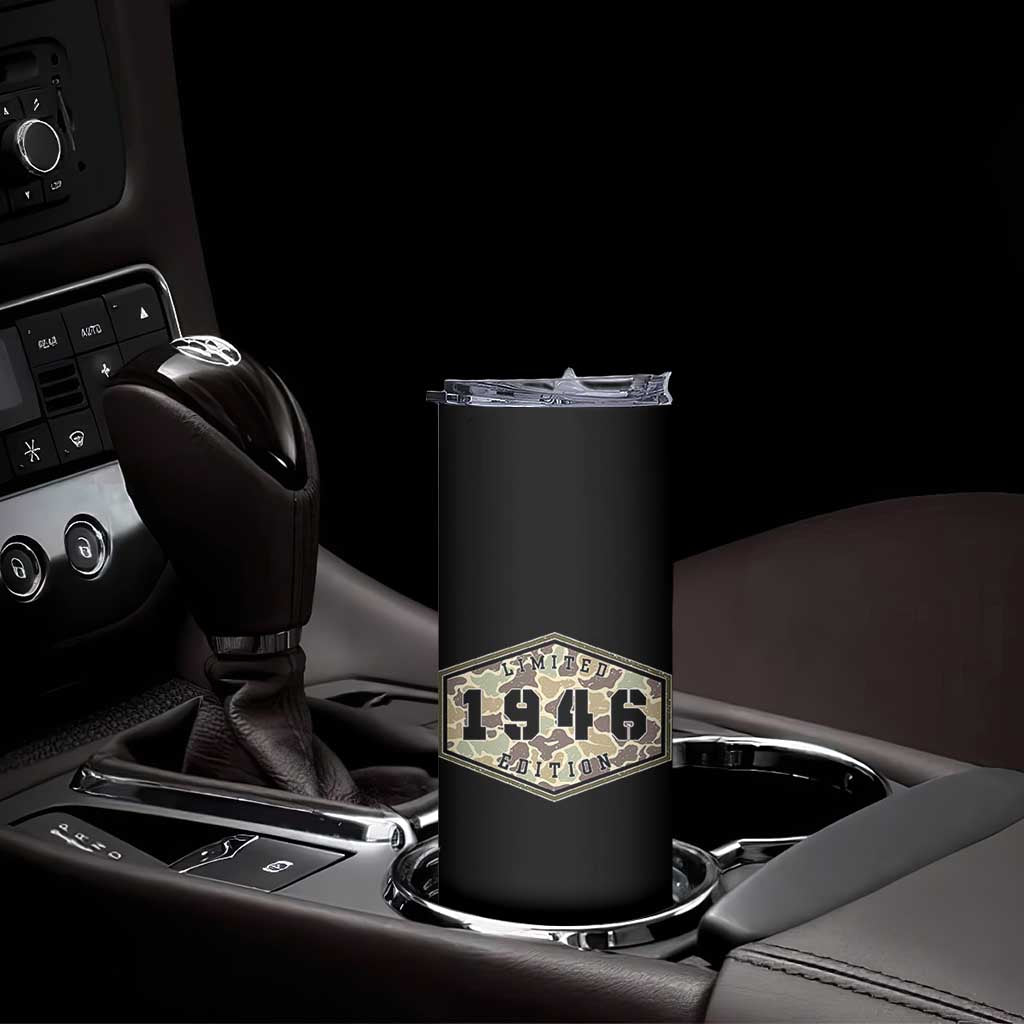 80th Birthday Hunting Skinny Tumbler 1946 Limited Edition Vintage Camouflage Gifts For Turning 80