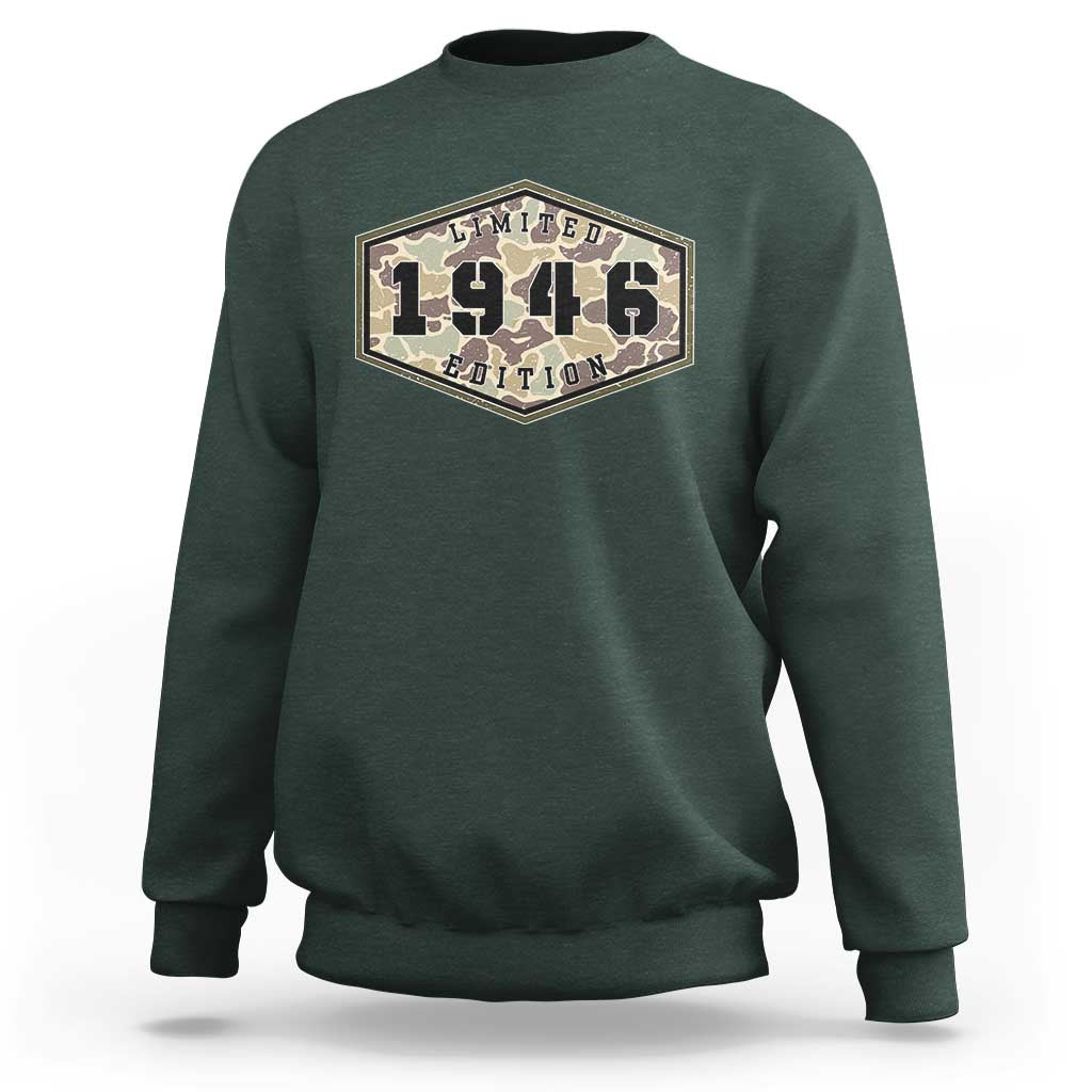 80th Birthday Hunting Sweatshirt 1946 Limited Edition Vintage Camouflage Gifts For Turning 80