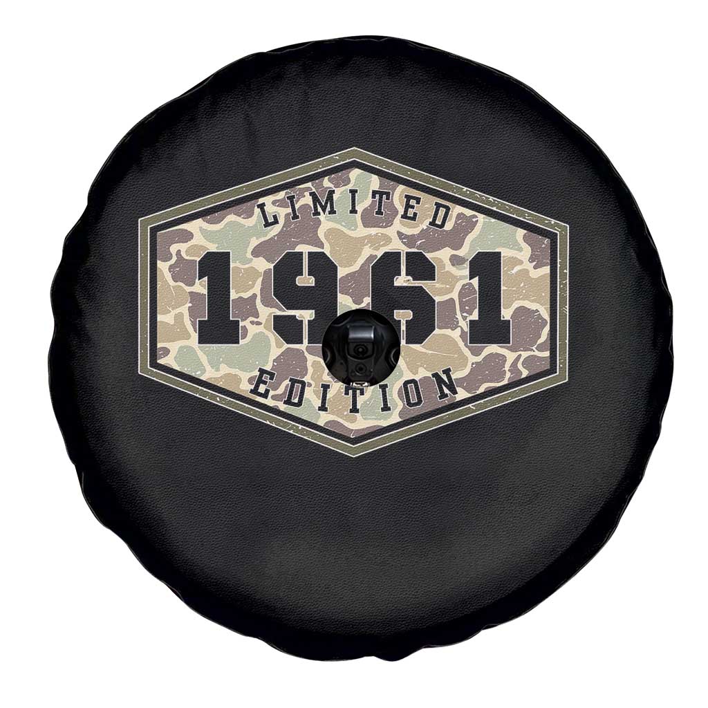 65th Birthday Hunting Spare Tire Cover 1961 Limited Edition Vintage Camouflage Gifts For Turning 65