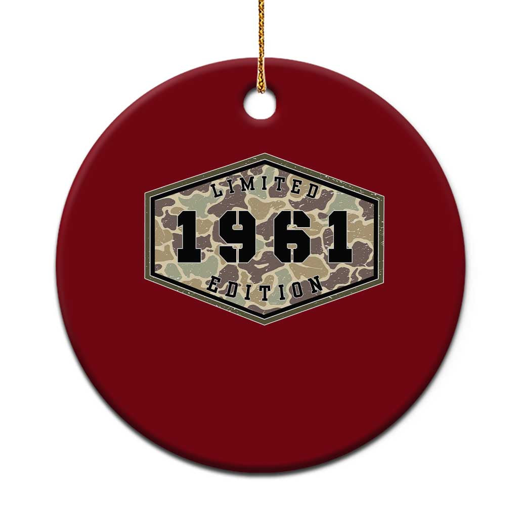 65th Birthday Hunting Ceramic Ornament 1961 Limited Edition Vintage Camouflage Gifts For Turning 65