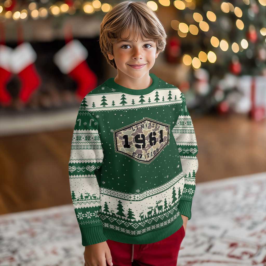 65th Birthday Hunting Ugly Christmas Sweater 1961 Limited Edition Vintage Camouflage Gifts For Turning 65