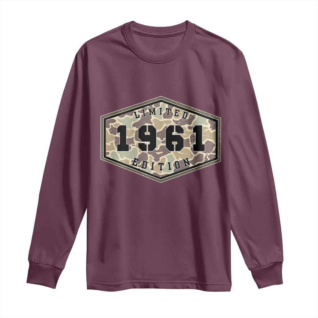 65th Birthday Hunting Long Sleeve Shirt 1961 Limited Edition Vintage Camouflage Gifts For Turning 65
