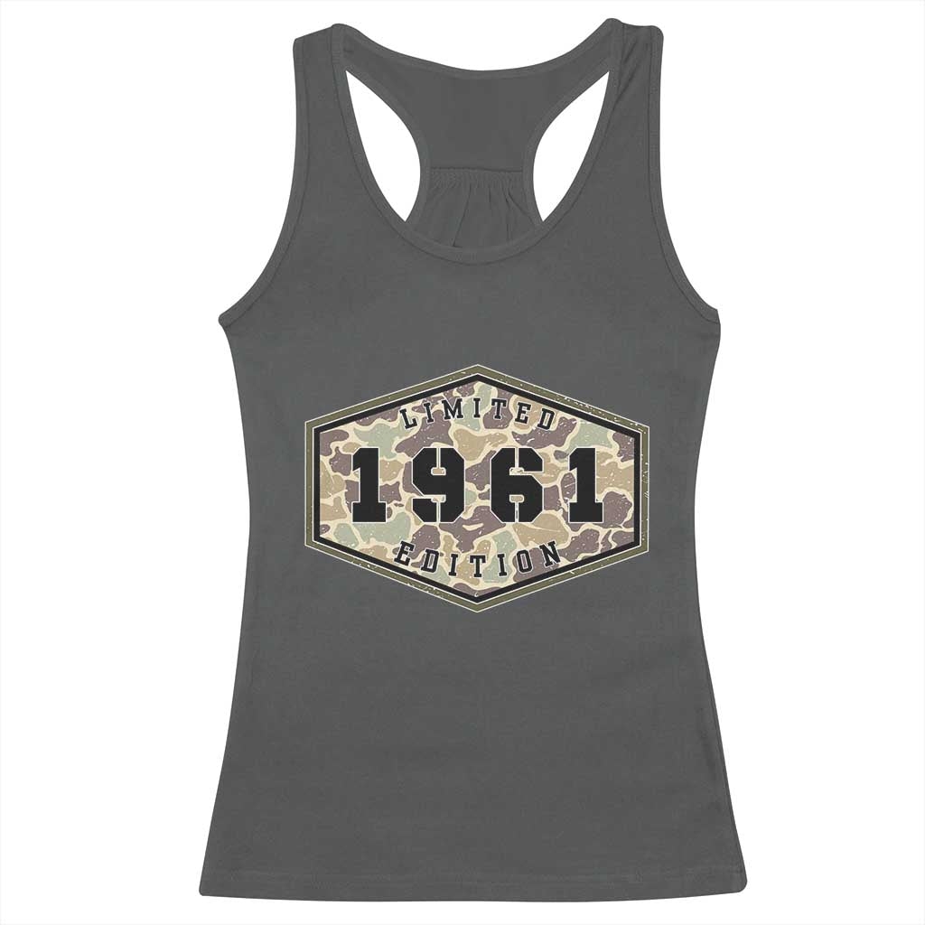 65th Birthday Hunting Racerback Tank Top 1961 Limited Edition Vintage Camouflage Gifts For Turning 65