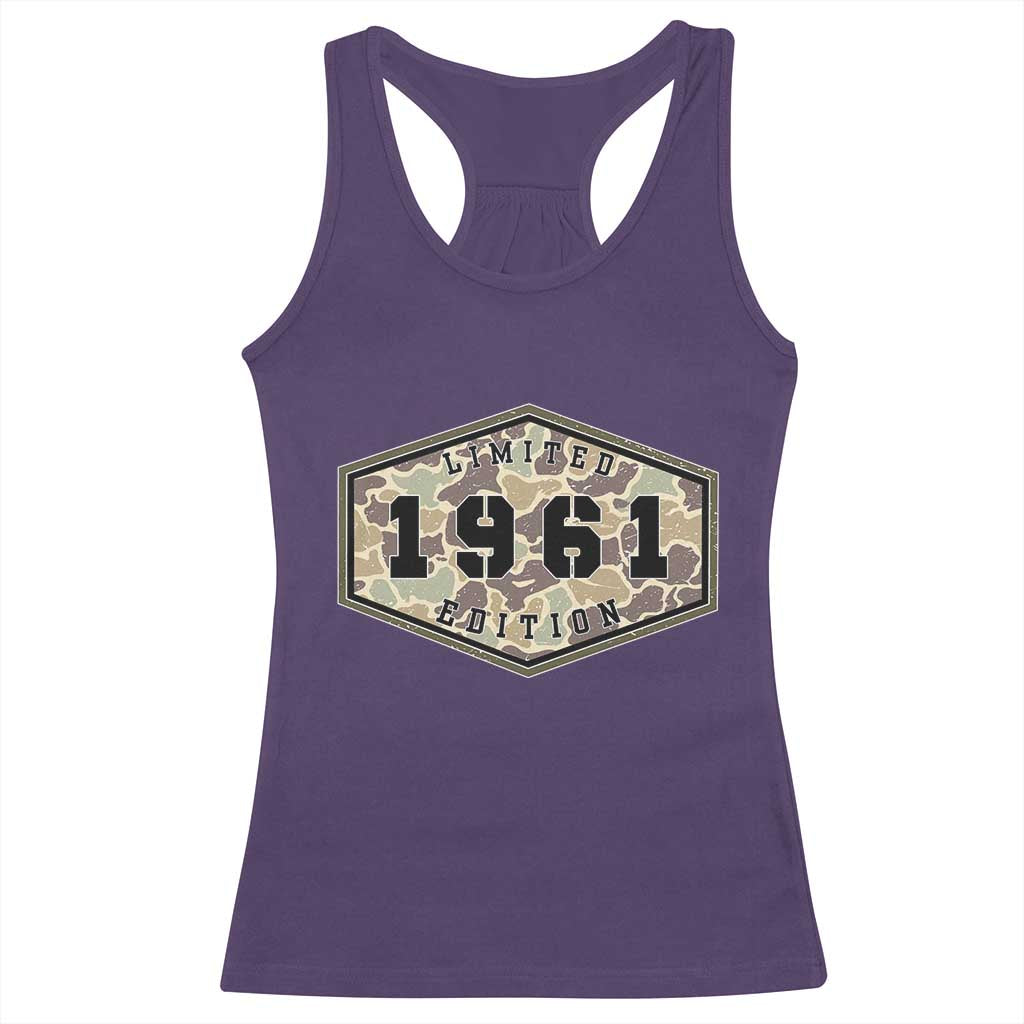 65th Birthday Hunting Racerback Tank Top 1961 Limited Edition Vintage Camouflage Gifts For Turning 65
