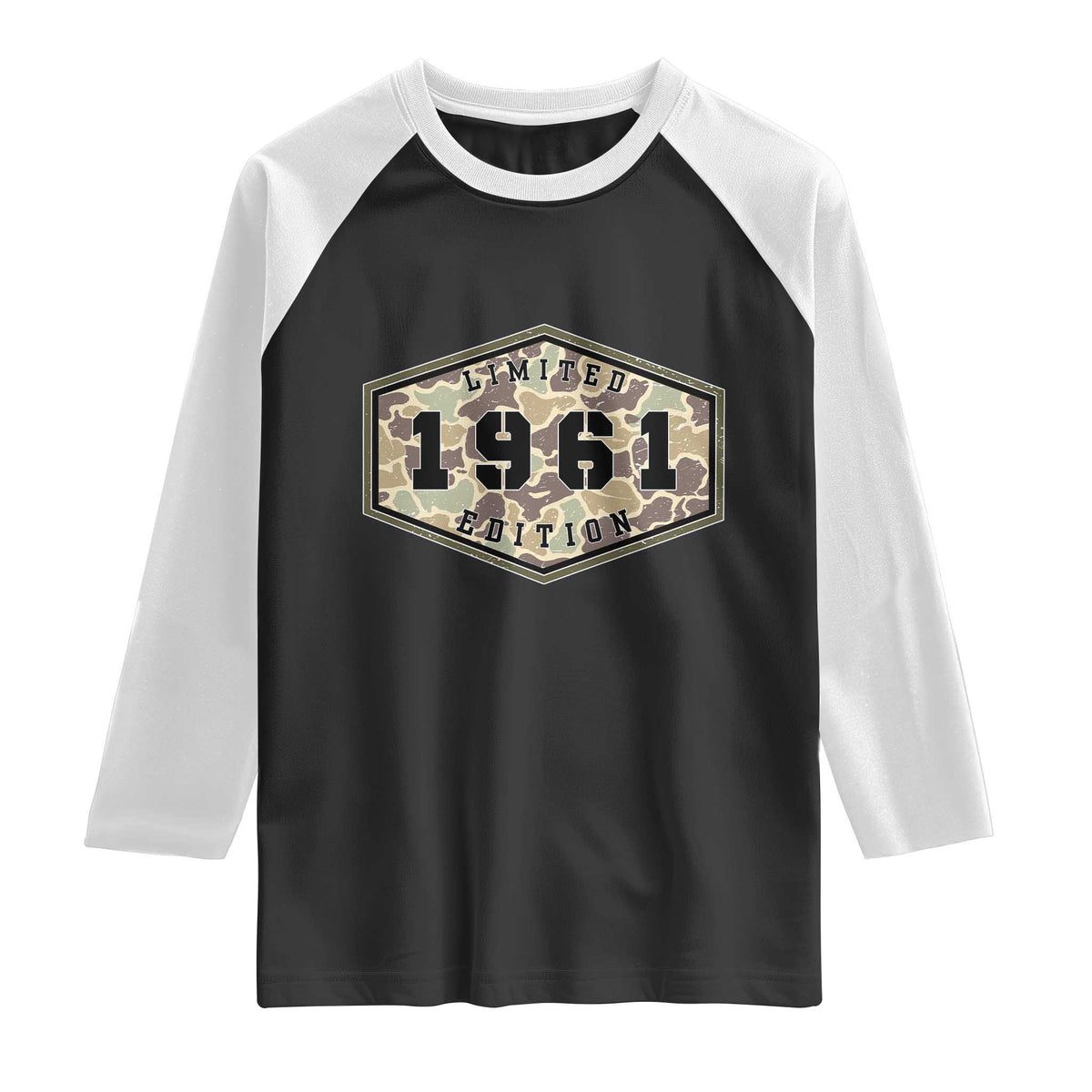 65th Birthday Hunting Raglan Shirt 1961 Limited Edition Vintage Camouflage Gifts For Turning 65