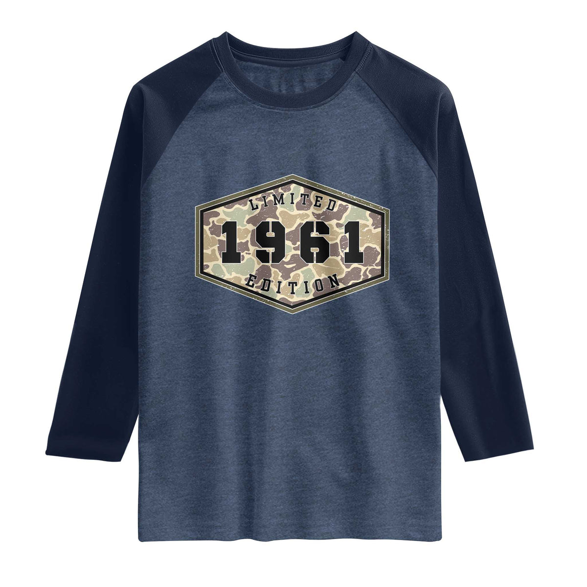 65th Birthday Hunting Raglan Shirt 1961 Limited Edition Vintage Camouflage Gifts For Turning 65