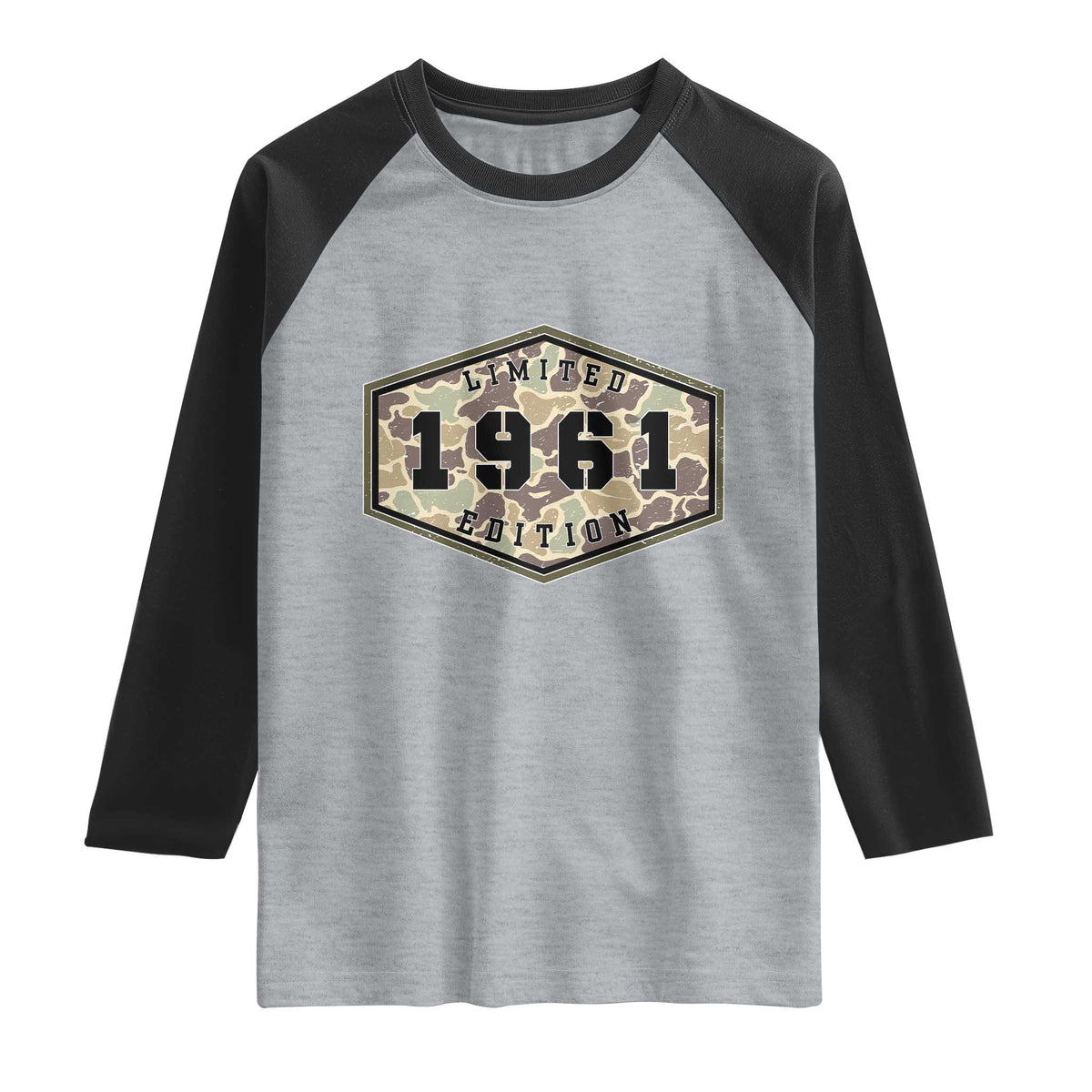 65th Birthday Hunting Raglan Shirt 1961 Limited Edition Vintage Camouflage Gifts For Turning 65