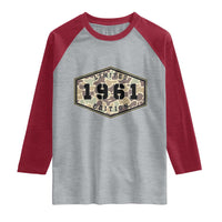 65th Birthday Hunting Raglan Shirt 1961 Limited Edition Vintage Camouflage Gifts For Turning 65