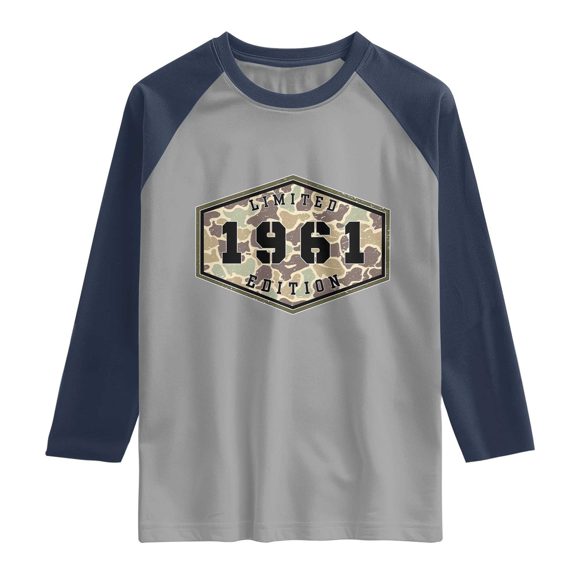 65th Birthday Hunting Raglan Shirt 1961 Limited Edition Vintage Camouflage Gifts For Turning 65