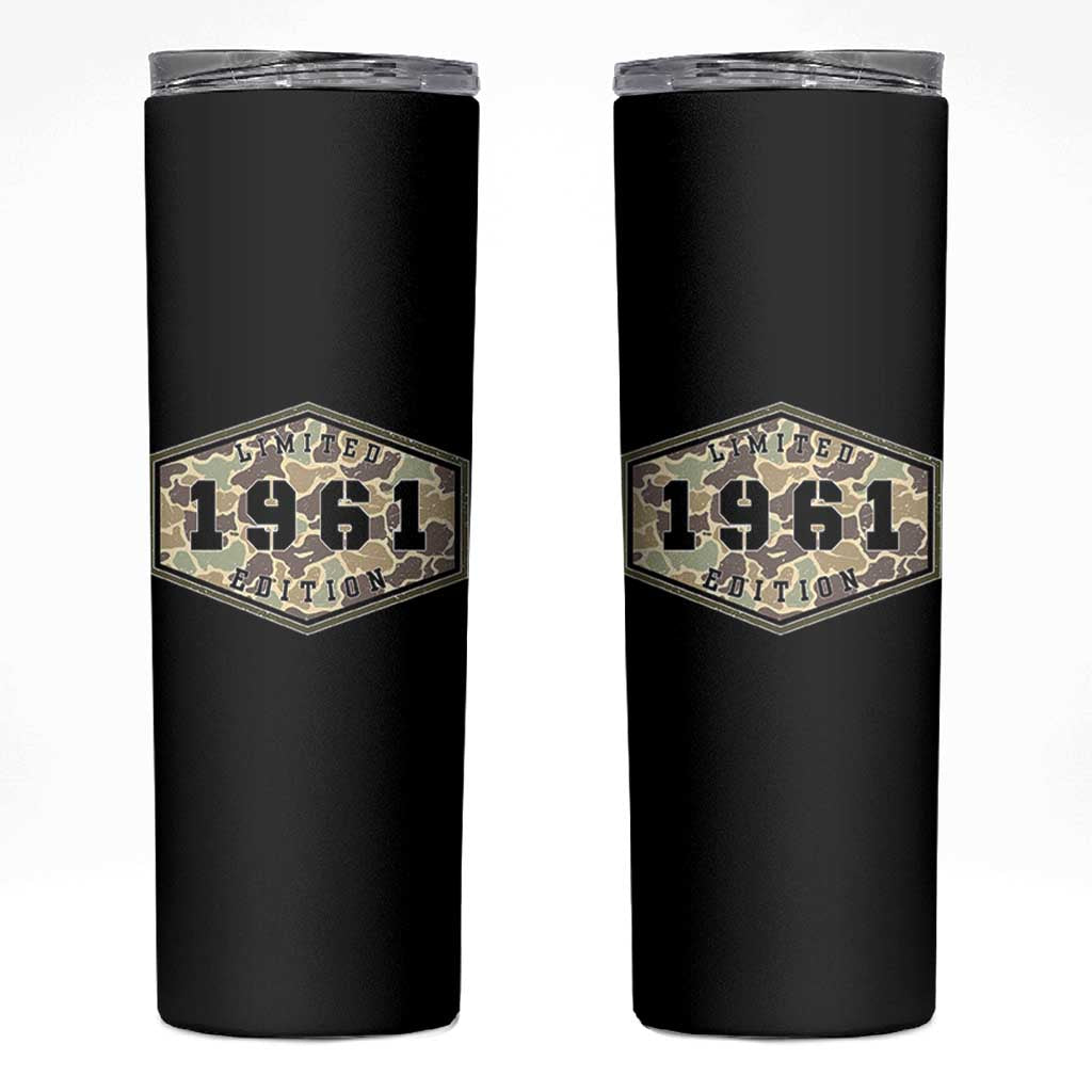65th Birthday Hunting Skinny Tumbler 1961 Limited Edition Vintage Camouflage Gifts For Turning 65