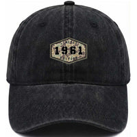65th Birthday Hunting Washed Cotton Baseball Cap 1961 Limited Edition Vintage Camouflage Gifts For Turning 65
