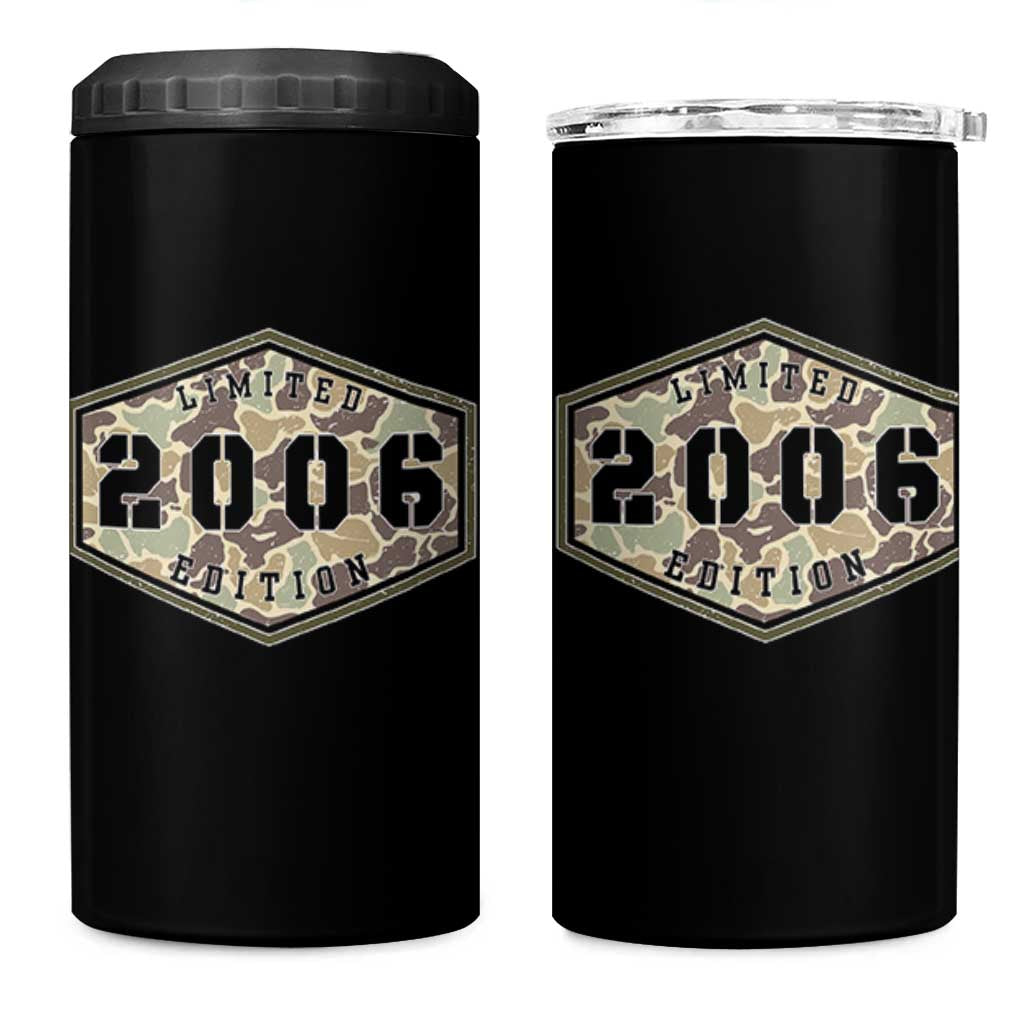 20th Birthday Hunting 4 in 1 Can Cooler Tumbler 2006 Limited Edition Vintage Camouflage Gifts For Turning 20