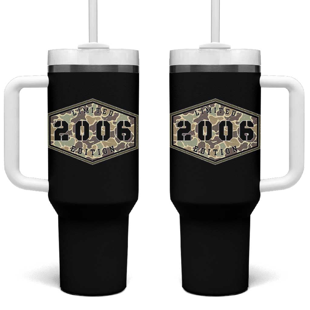 20th Birthday Hunting Tumbler With Handle 2006 Limited Edition Vintage Camouflage Gifts For Turning 20
