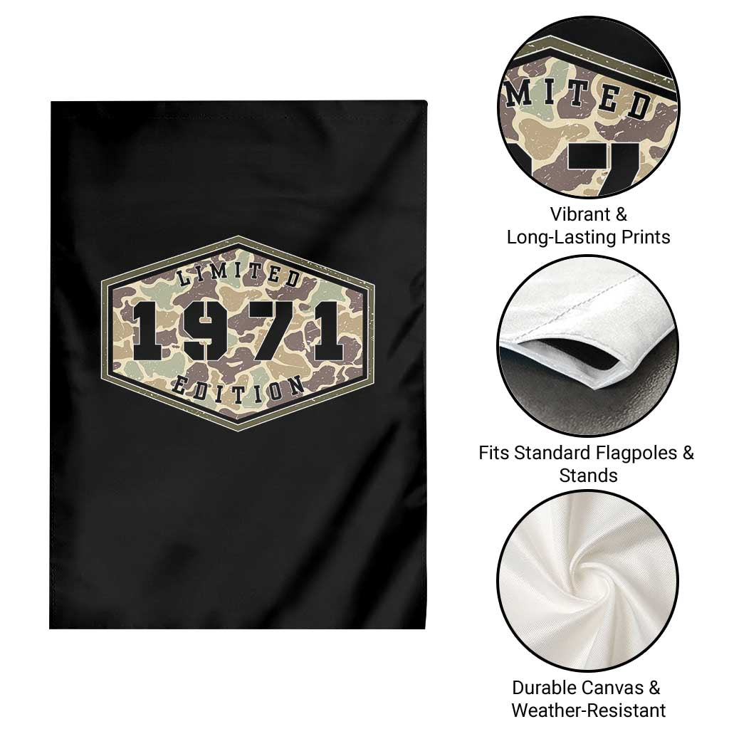 55th Birthday Hunting Garden Flag 1971 Limited Edition Vintage Camouflage Gifts For Turning 55