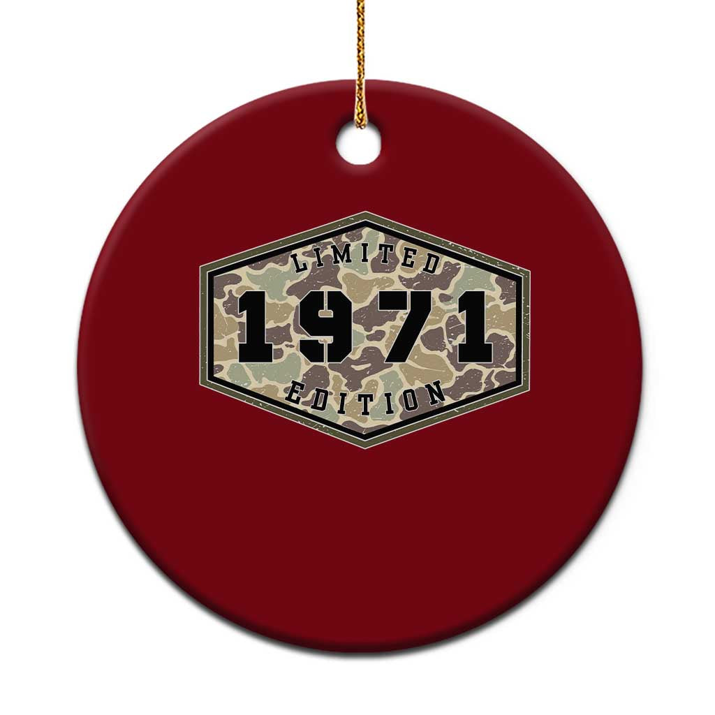 55th Birthday Hunting Ceramic Ornament 1971 Limited Edition Vintage Camouflage Gifts For Turning 55