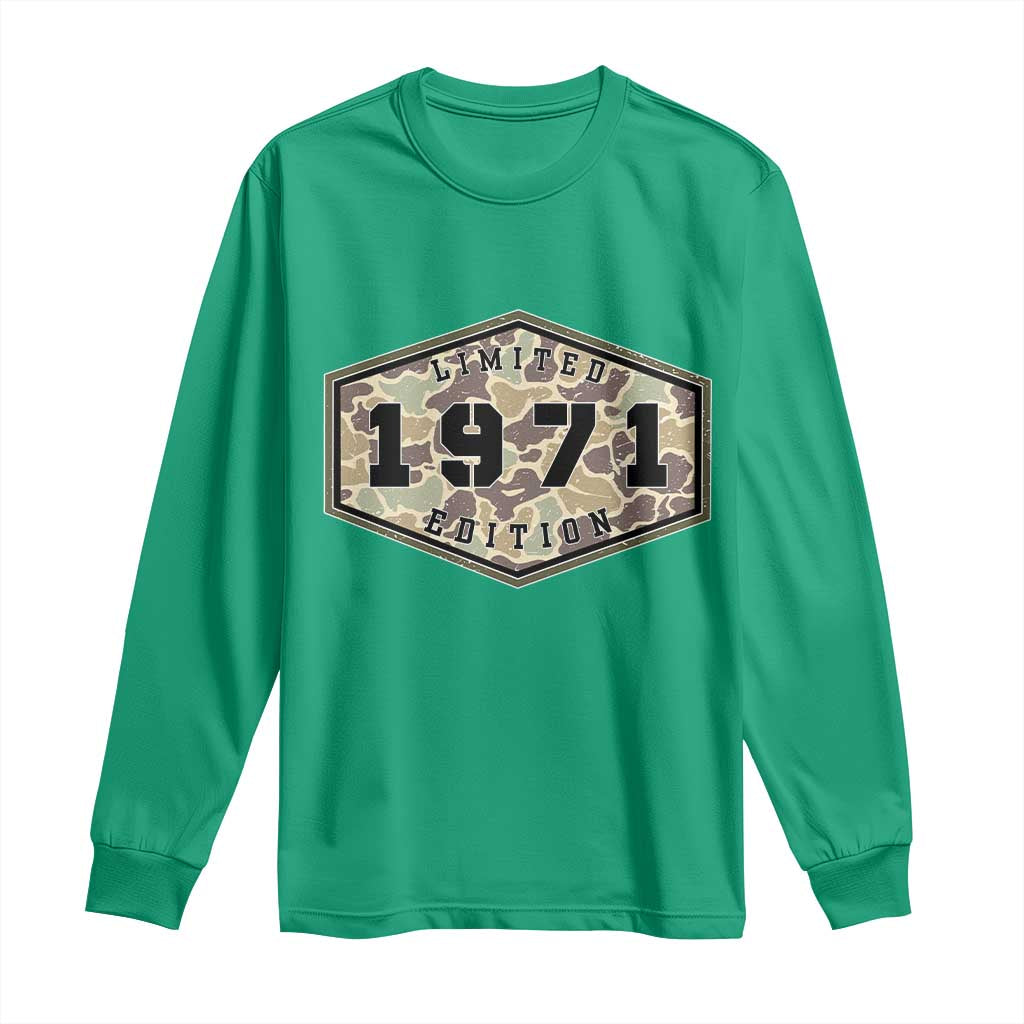 55th Birthday Hunting Long Sleeve Shirt 1971 Limited Edition Vintage Camouflage Gifts For Turning 55