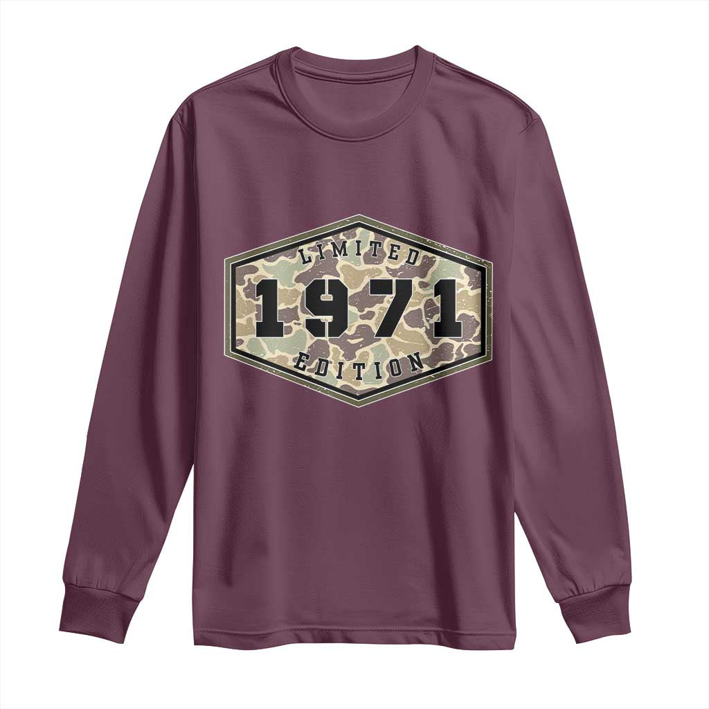 55th Birthday Hunting Long Sleeve Shirt 1971 Limited Edition Vintage Camouflage Gifts For Turning 55