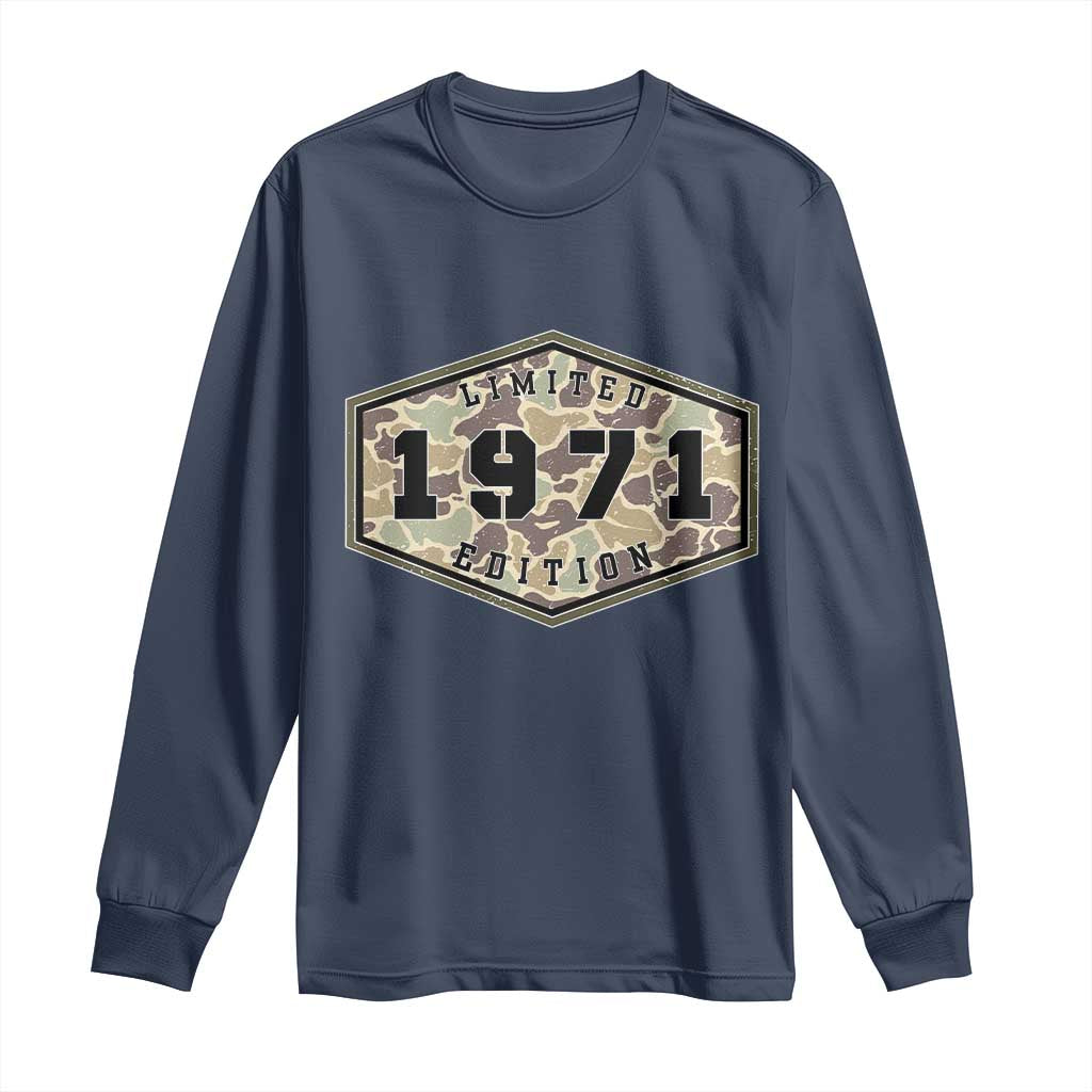 55th Birthday Hunting Long Sleeve Shirt 1971 Limited Edition Vintage Camouflage Gifts For Turning 55