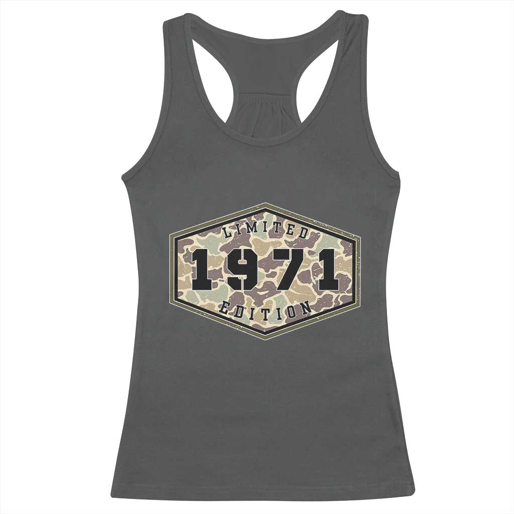 55th Birthday Hunting Racerback Tank Top 1971 Limited Edition Vintage Camouflage Gifts For Turning 55