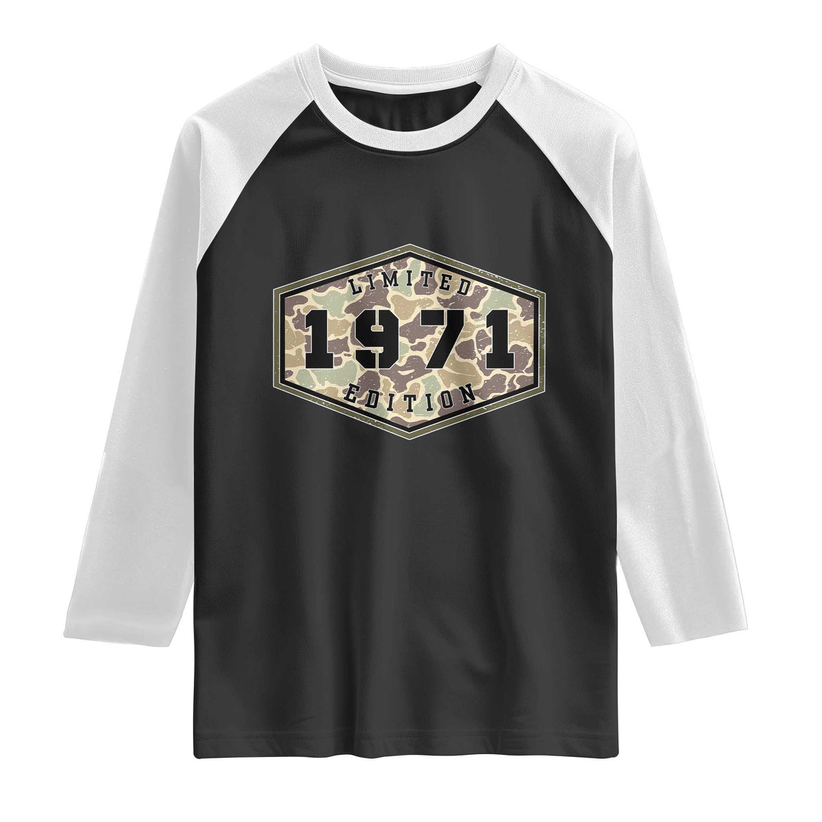 55th Birthday Hunting Raglan Shirt 1971 Limited Edition Vintage Camouflage Gifts For Turning 55