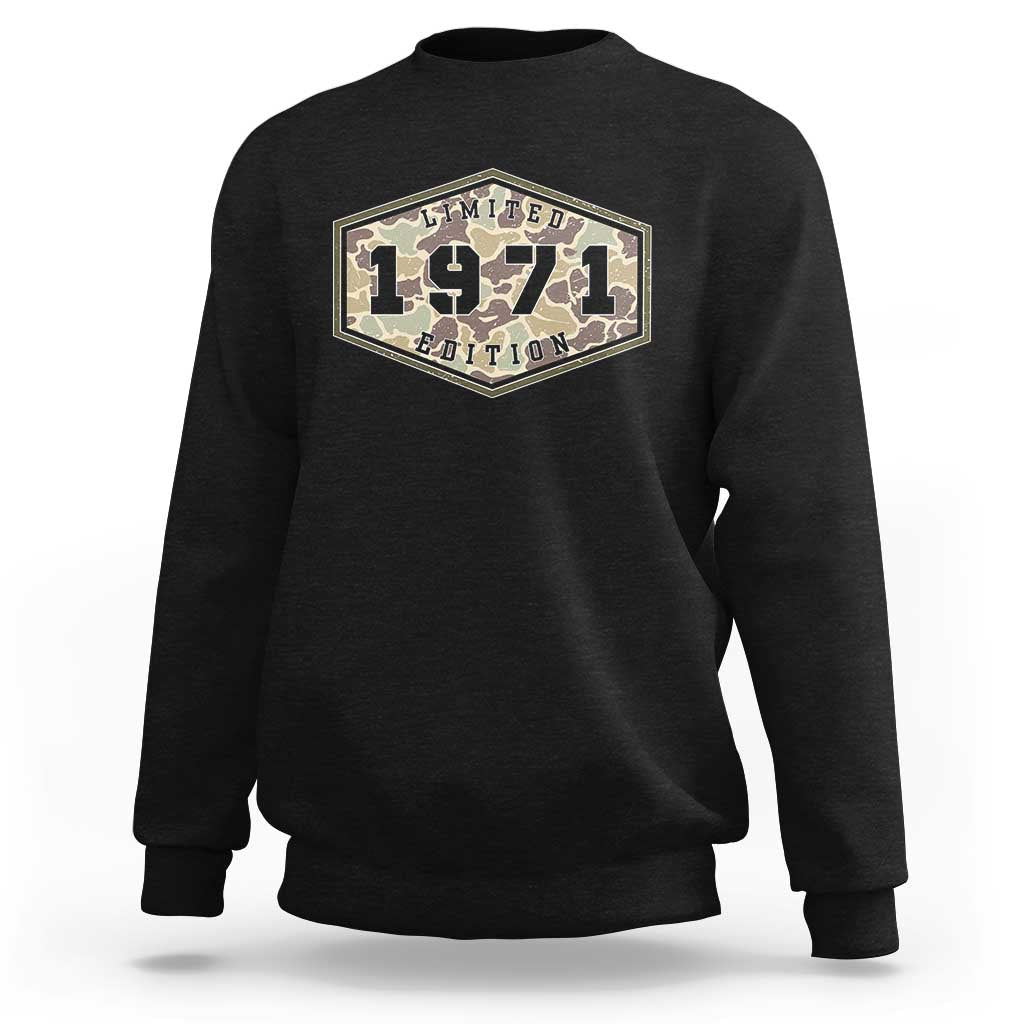 55th Birthday Hunting Sweatshirt 1971 Limited Edition Vintage Camouflage Gifts For Turning 55