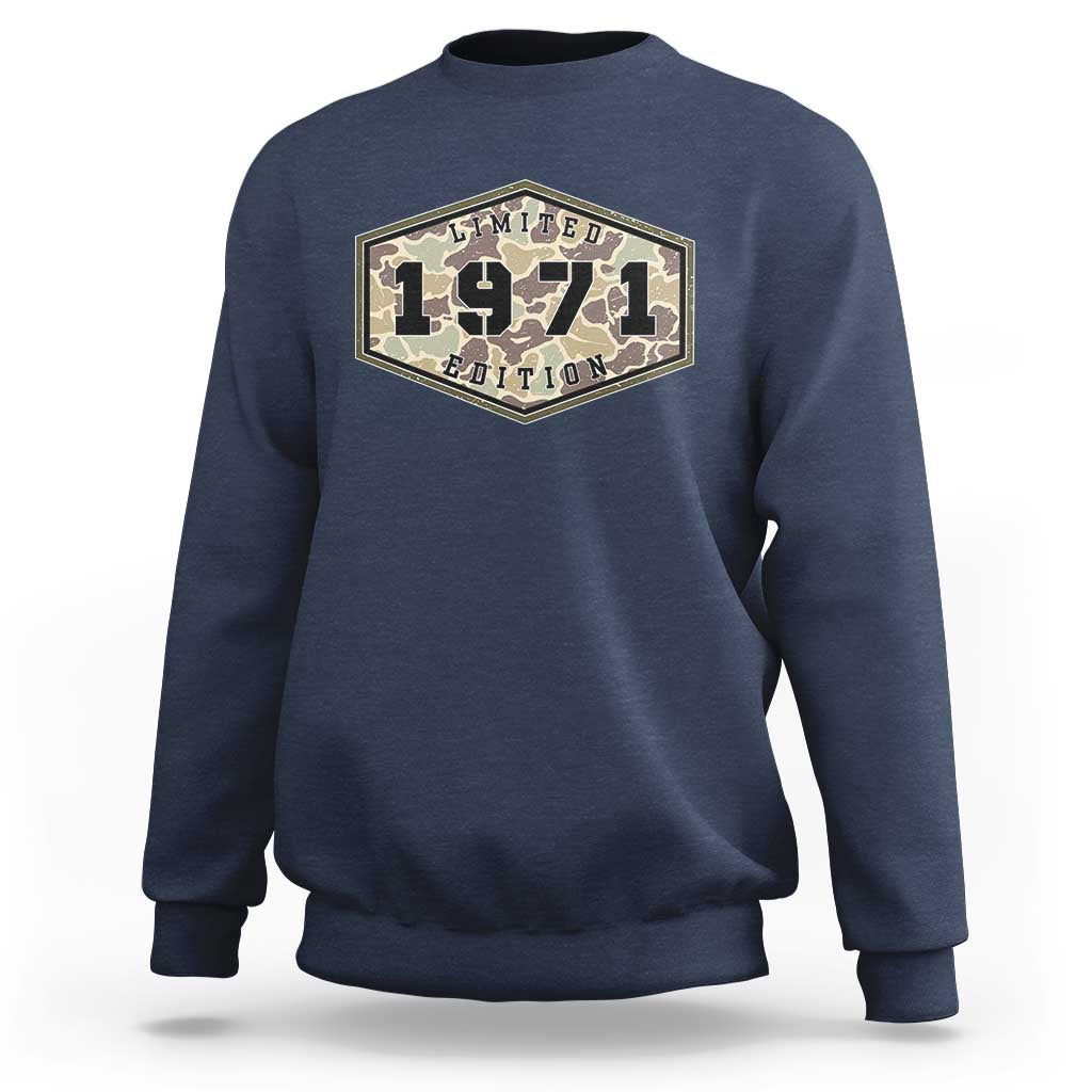 55th Birthday Hunting Sweatshirt 1971 Limited Edition Vintage Camouflage Gifts For Turning 55