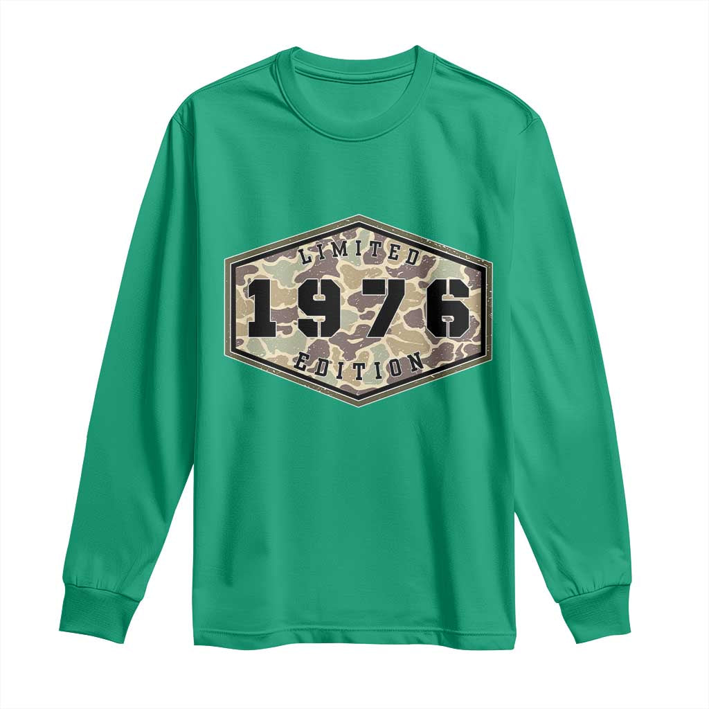 50th Birthday Hunting Long Sleeve Shirt 1976 Limited Edition Vintage Camouflage Gifts For Turning 50