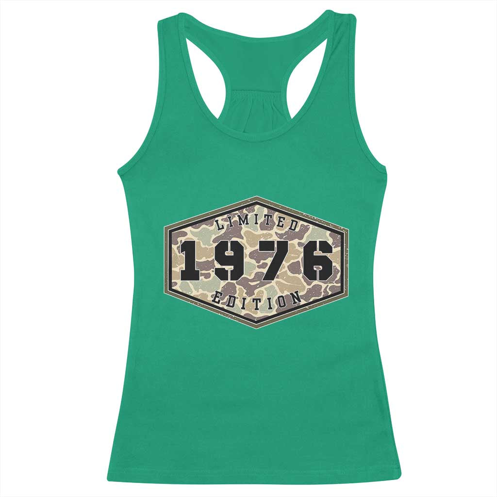 50th Birthday Hunting Racerback Tank Top 1976 Limited Edition Vintage Camouflage Gifts For Turning 50
