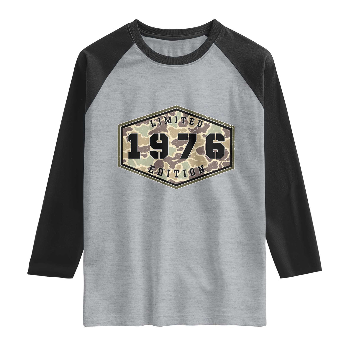 50th Birthday Hunting Raglan Shirt 1976 Limited Edition Vintage Camouflage Gifts For Turning 50