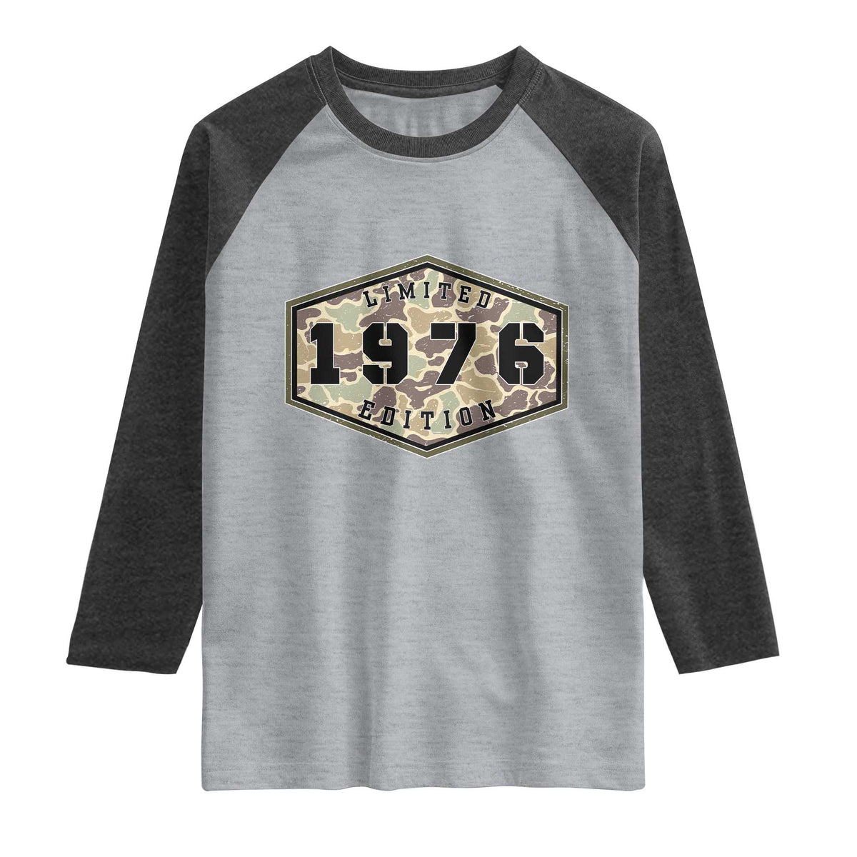 50th Birthday Hunting Raglan Shirt 1976 Limited Edition Vintage Camouflage Gifts For Turning 50
