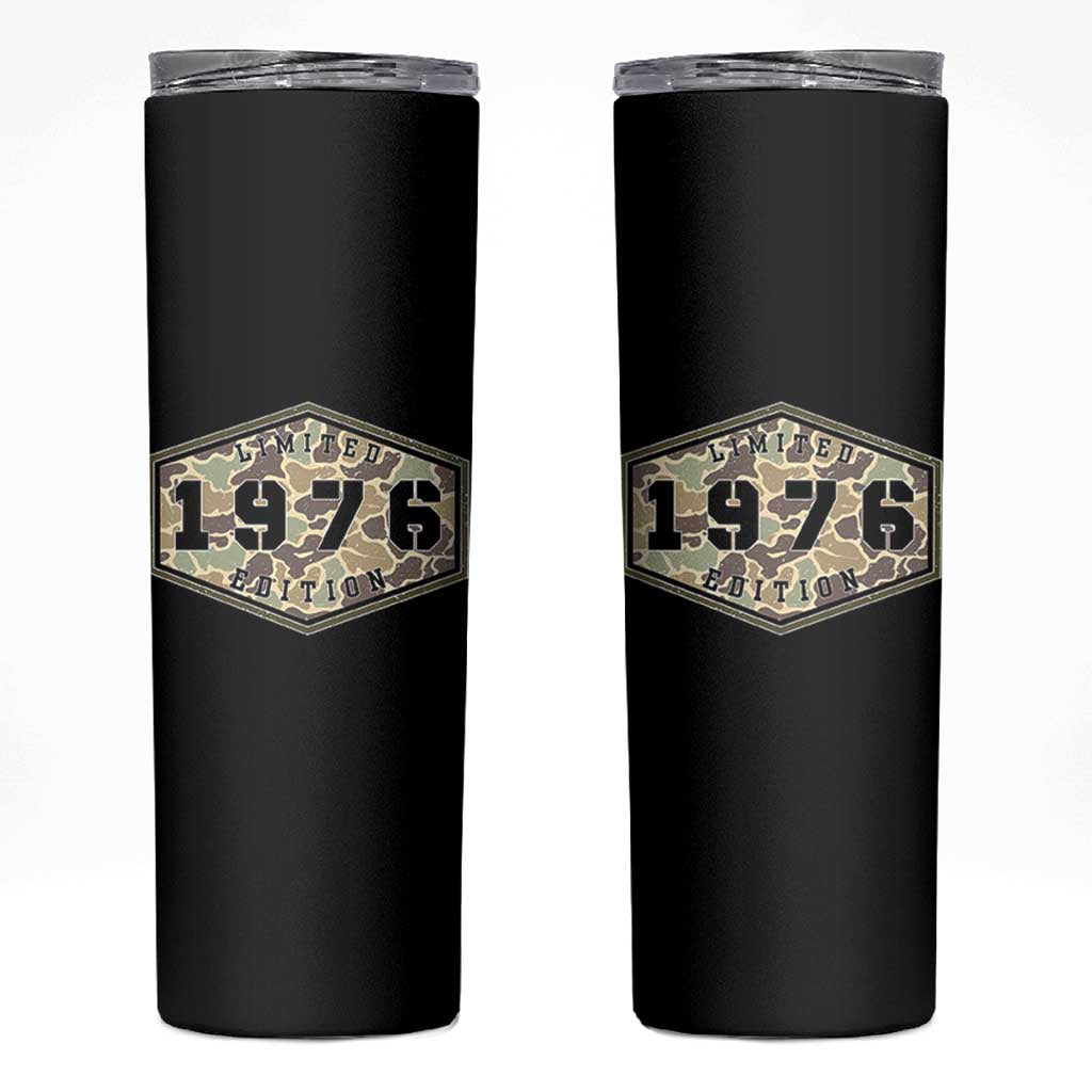 50th Birthday Hunting Skinny Tumbler 1976 Limited Edition Vintage Camouflage Gifts For Turning 50