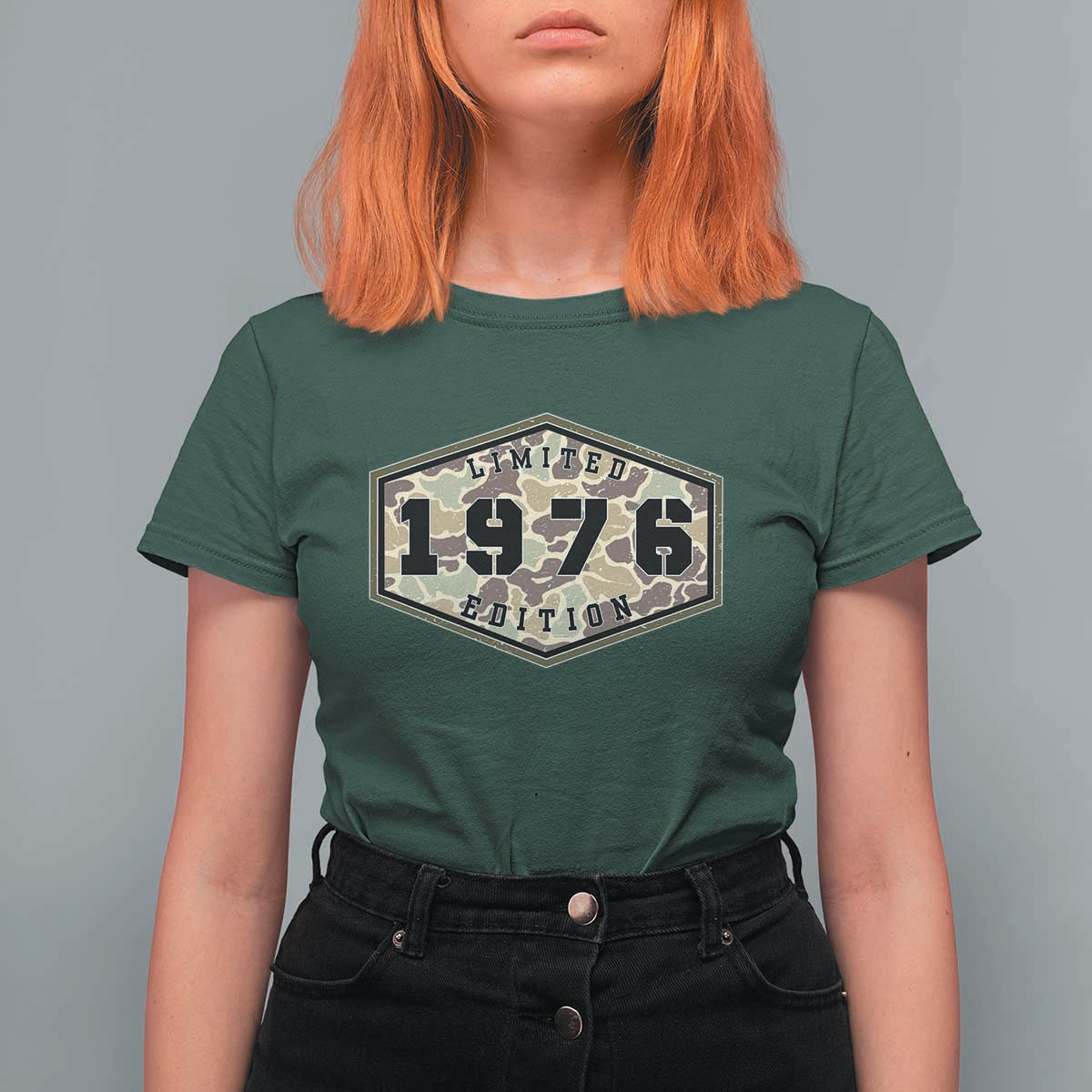 50th Birthday Hunting T Shirt For Women 1976 Limited Edition Vintage Camouflage Gifts For Turning 50