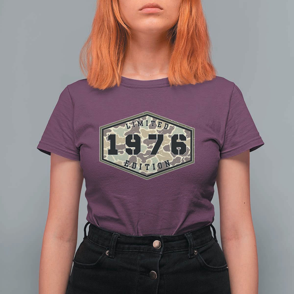 50th Birthday Hunting T Shirt For Women 1976 Limited Edition Vintage Camouflage Gifts For Turning 50