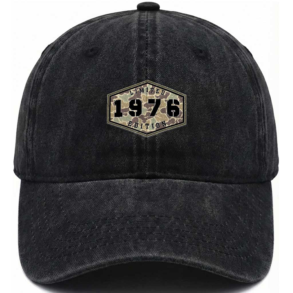 50th Birthday Hunting Washed Cotton Baseball Cap 1976 Limited Edition Vintage Camouflage Gifts For Turning 50