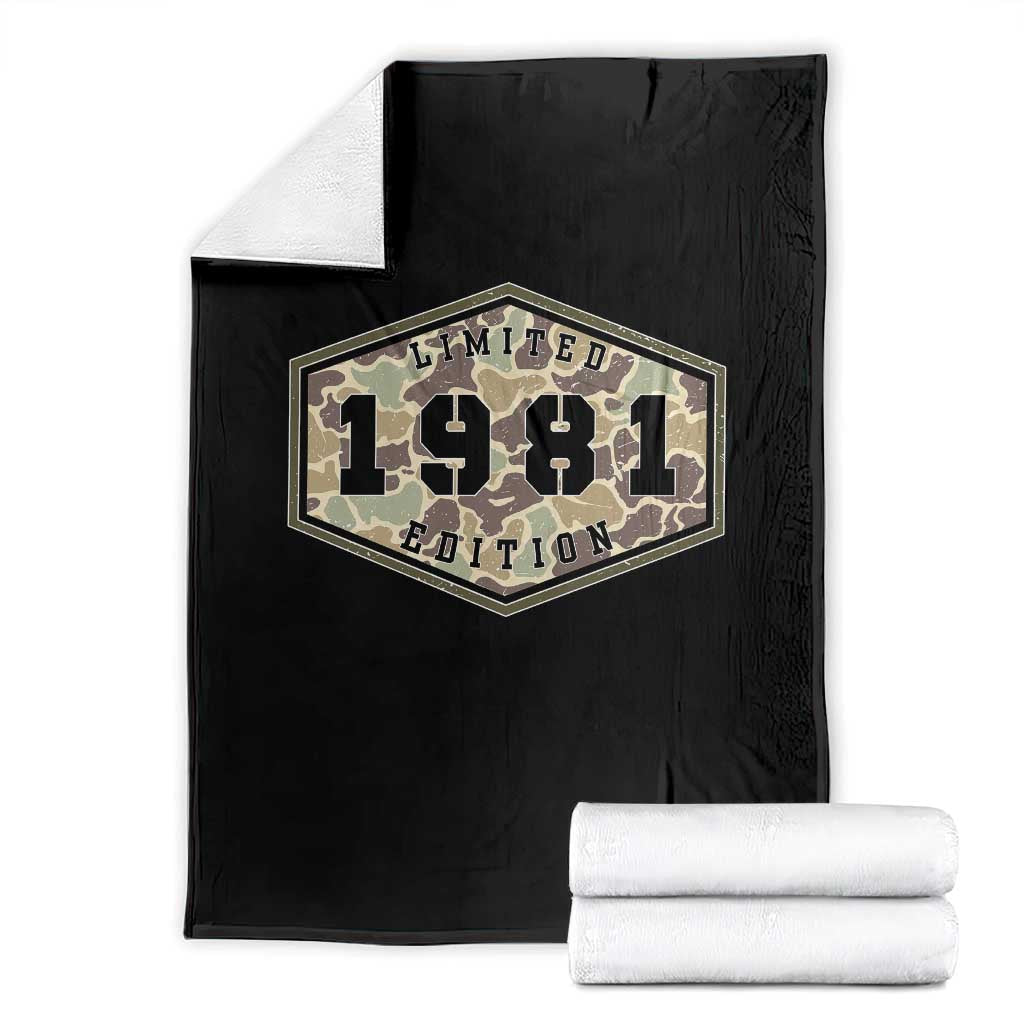 45th Birthday Hunting Throw Blanket 1981 Limited Edition Vintage Camouflage Gifts For Turning 45