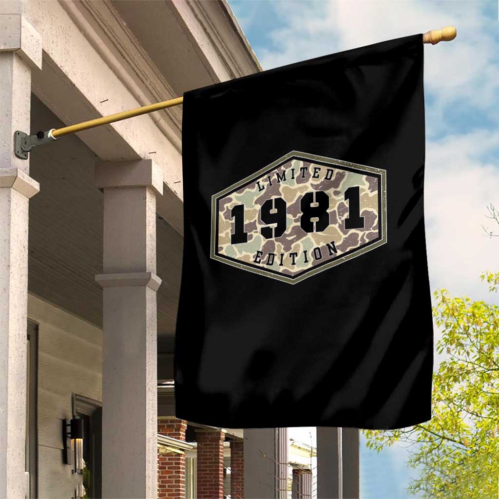 45th Birthday Hunting Garden Flag 1981 Limited Edition Vintage Camouflage Gifts For Turning 45