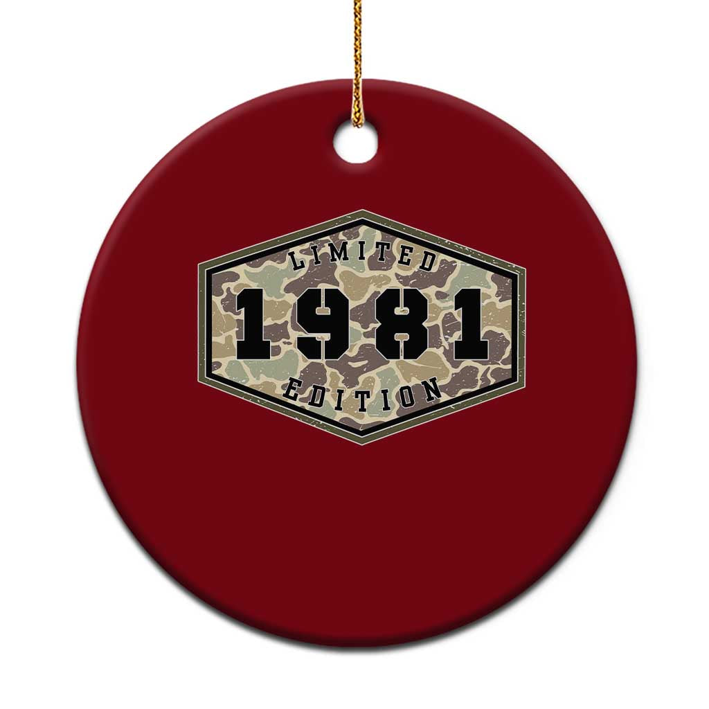45th Birthday Hunting Ceramic Ornament 1981 Limited Edition Vintage Camouflage Gifts For Turning 45