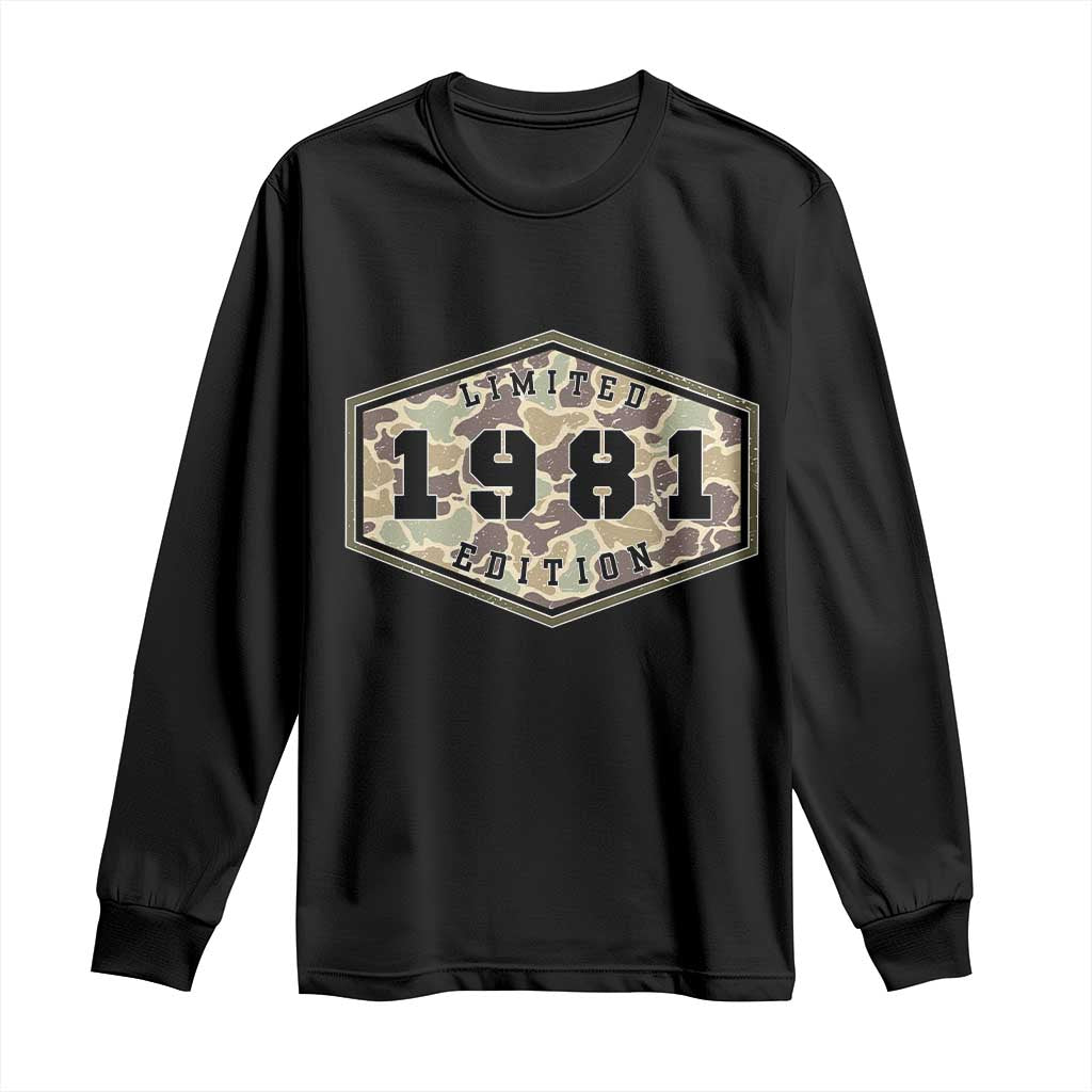 45th Birthday Hunting Long Sleeve Shirt 1981 Limited Edition Vintage Camouflage Gifts For Turning 45