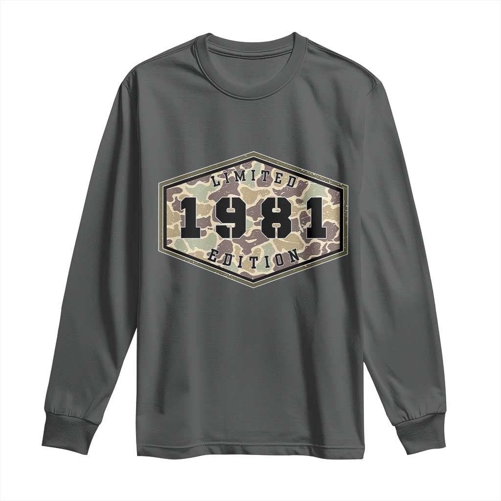 45th Birthday Hunting Long Sleeve Shirt 1981 Limited Edition Vintage Camouflage Gifts For Turning 45