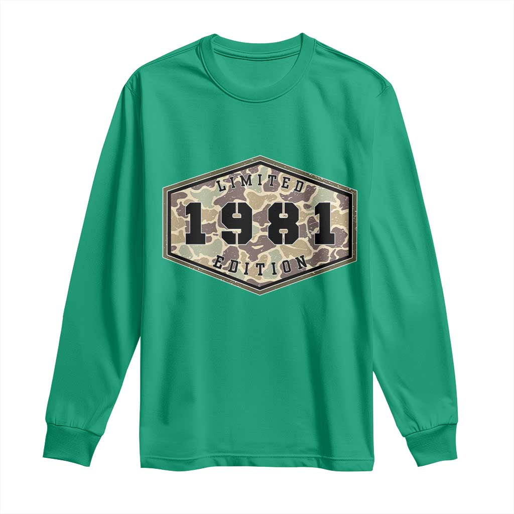 45th Birthday Hunting Long Sleeve Shirt 1981 Limited Edition Vintage Camouflage Gifts For Turning 45