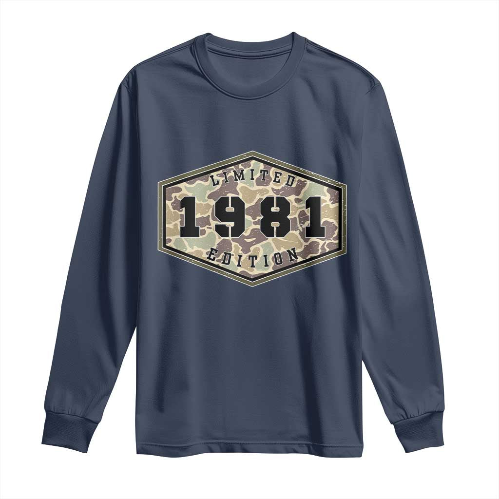 45th Birthday Hunting Long Sleeve Shirt 1981 Limited Edition Vintage Camouflage Gifts For Turning 45