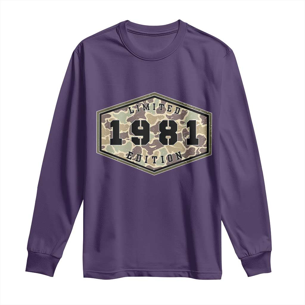45th Birthday Hunting Long Sleeve Shirt 1981 Limited Edition Vintage Camouflage Gifts For Turning 45