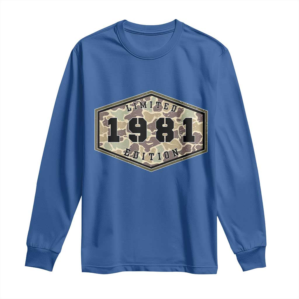 45th Birthday Hunting Long Sleeve Shirt 1981 Limited Edition Vintage Camouflage Gifts For Turning 45